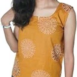 Rajasthani Women's Cotton Sleeveless Peplum Top, Geometric/Madala Print, Regular Fit, Short Kurti,-image-9