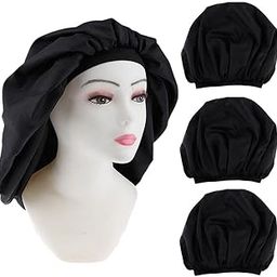Bnf® 3x Women Shower Cap Waterproof Elastic Bathing Hair Bonnet Head Cover Black|Health & Beauty | Hair Care & Styling | Shower Caps-image-49