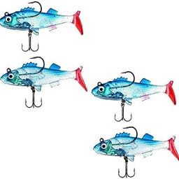 Fishing Lures Saltwater Silicone Soft Bait Artificial Baits, Fishing Spoon Double Hook Pack of 4-17