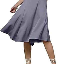 A-Line Handkerchief Hem Lycra Knee-Length Skirt for Women, asymhand-picture-32