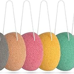 Organic Konjac Cleansing Facial Sponges 6 Set - Gentle Exfoliating Konjac Sponge for Face Body Washing with Activated Charcoal, Natural Skincare Tools Suitable for Oily Dry Combination Sensitive-image-10