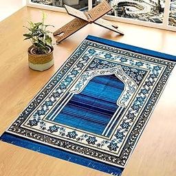 Hometara® Cotton Prayer Mat | Cotton Janamaz Mat | Meditation Mat | Pooja Aasan Mat [Size: 70cm X 110cm] (Blue)-image-94