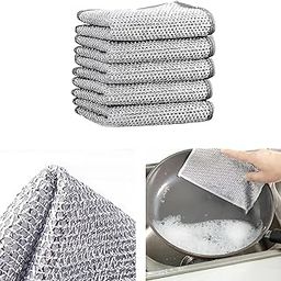 KGLIO Non-Scratch Wire Dishcloth Multipurpose Wire Dishwashing Rags for Wet and Dry Easy Rinsing Reusable Wire Cleaning Cloth Kitchen Sinks Pan Dish Pan Counter Easy Rinsing Washable (Pack of 5)-picture-16