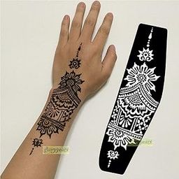 Ivana's Heena Mehandi Tatto Stencil Set for | Hand | Body | Fingure | Face | Heena Art Temporary Tatto for Kids, Girls & Women, Design - NIV-337, Black, M (C-NIV-337)-image-34