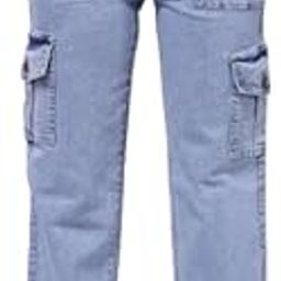 Women Cargo Jeans | High Waist Stretchable Wide Leg Straight Fit Denim| Boyfriend Jeans for Women-image-71