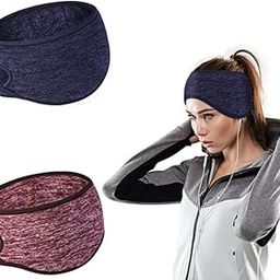 El Regalo 2 Pieces Fleece Ear Warmers Headband Women Ear Muffs Winter Running Ponytail Headband for Outdoor Sports Fitness (Wine & Black)-picture-18
