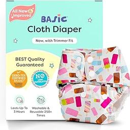 BASIC Cloth Diapers for Babies l New Trimmer Version l Adjustable & Washable Cotton Diaper l Rash Free Reusable Diaper for New Born Baby l Comes with a Quick Dry Pad l 3M - 3Y | 5-17kgs-20