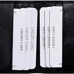 Leather Credit Card Holder Wallet with ID Window, Multiple Card Slots, Brown and Black-image-2