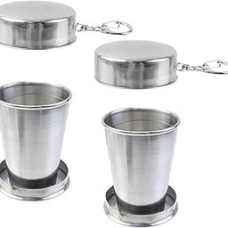 MTMTOOL Telescopic Stainless Steel Portable Outdoor Collapsible Cup with Metal Keychain for Travel,Camping,Picnic Pack of 2-image-4