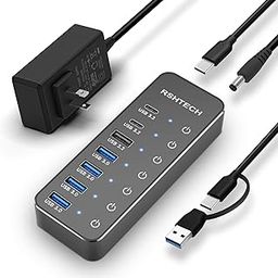 RSHTECH 7-Port Powered USB 3.2/USB C Hub with 10Gbps USB-A 3.2, 2 USB-C 3.2, 4 USB 3.0 Ports, Individual Touch Switches, 3.3ft Cable and 5V Power Adapter, USB Hub Splitter for Laptop/PC, RSH-ST07C-picture-14