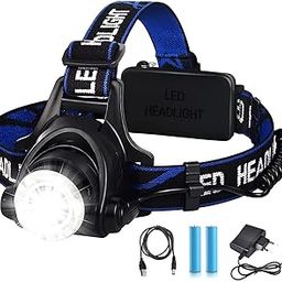 Rechargeable LED Head Torch Hunter, head light upto 1km Range with lithium-ion battery, Blinking feature for farmers, Fishing, Camping, Caving, Hiking, Trekking, Cycling, Running (Single Led Headlamp)-27