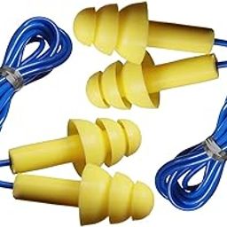 Vish 2 Pairs Reusable Corded Silicone Earplugs for Noise Reduction/Water Protection (Yellow)-picture-24