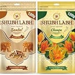 Shubh Labh Prayer Agarbathi/Incense Sticks Zipper (340 Sticks) (480gm) | Rajanigandha, Sandal, Bliss,Champa |Flower Incense Sticks | 45–50 Min Burn | Sandal Agarbati for Pooja |120 Gm Each|Pack of 4-image-53