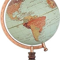 WINNER'S Orange Cream With Wooden Stand SINGLE JOINT Rotating Globe| Dia 20 Cm (8 Inch) Height 30 Cm (12 Inch) with Metal Arc & Round Stand | Educational & Decoravtive Globe (Orange Cream)-image-48