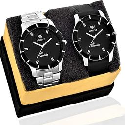 Stainless Steel Combo Of 2 Black Dial Men's Analog Watches- Mk-6609A-image-50