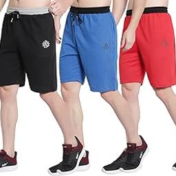 Men's Running Shorts for Gym, Exercise Shorts-Casual Wear Sports Activity Men's Shorts, Regular Shorts Black, Blue, Red (Size- 4XL, 40 to 46 Inches, Pack of 3)-image-66