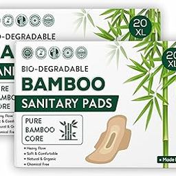 ELON Bio-Bamboo Sanitary Pad | Pack Of 40 Pads | XL-290mm | Pure Bamboo Base, Rash-Toxin-Irritation Free, High Absorbent, Heavy Flow, Extra Long Day-Night Napkin For Women, Anti-Bacterial |Skin Friendly-image-4