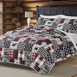 Umchord Quilt Sets Twin, Patchwork Rustic Lodge Deer Quilt Bedding Set , All Season Lightweight Reversible Bedspread Coverlet with 1 Pillow Sham (Twin)-image-59
