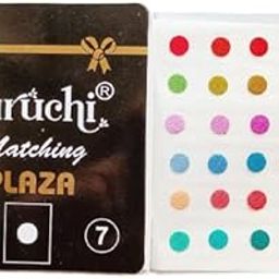 suruchi bindi Colourful Multi Matching Plaza (Stick on) forhead Multi color Bindis (plain multi color) (Size - 7) (Box Contains 12 Packs)-image-12