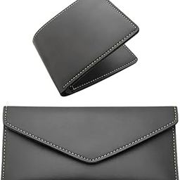 Plain Finish Genuine PU Leather Women Clutch and Wallet Combo for Couple/Couple Combo Set of Women Clutch and Wallet (Black)-image-39
