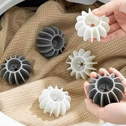 Reusable Laundry Dryer Balls, Silicone Stain Remover, Pack of 6, Grey and White-image-13