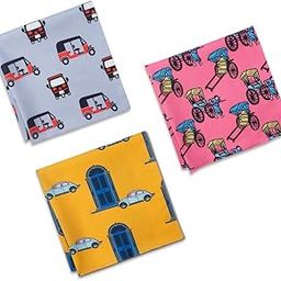 100% Organic Soft Cotton Men Handkerchiefs | Multicolor & Trendy Printed Hanky Designs | Soft & Breathable Fabric | Best For Styling & Everyday Use | Pack Of 3 | Travel Bug-image-70