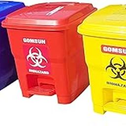 GOMSUN Plastic 12 L Bio Hazard/Bio Medical Waste Pedal Dustbin Color Coded (Red+Yellow+Blue In Pack Of 3)-image-27