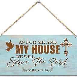 Bible Verses Front Door Wooden Sign, As For Me and My House We Will Serve the Lord Rustic Wall Plaque, Farmhouse Art Printed Decor Gift for Outdoor Indoor Home -36-image-30