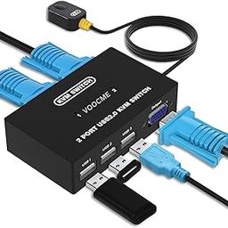 USB VGA KVM Switch for 2 PC Sharing 1 Video Monitor and 3 USB Devices, Keyboard Mouse Scanner Printer, for Laptop PC Windows Mak OS System-picture-17