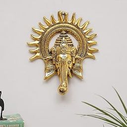 KridayKraft Metal Ganesha ji Statue,Ganpati Wall Hanging Sculpture Lord Ganesh Idol Lucky Feng Shui Wall Decor Your Home, Office,Religious Gift Article Decorative,Showpiece Figurines...-29