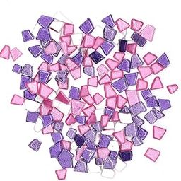 Sweven Art Mosaic Tiles, 10-15mm Size, 4mm Thick, Glitter Pink & Purple (Pack of 200Gms)-image-40