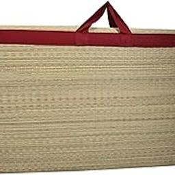 CRAFT OF INDIA Foldable korai Grass Mat 6X6 ft with 20MM Soft Foam Hand Made Fabric Red Cotton-image-12