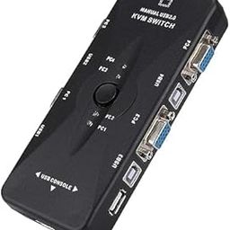 4 Port USB KVM Switch, 4 Port KVM VGA/SVGA Monitor Hub USB 2.0 Computer Switch Box Adapter Devices for PC Keyboard Mouse Control. BLACK-14