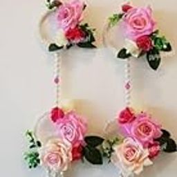 Virushka Door Decoration Items Hanging Rose Flowers Multipurpose Wall Side Hanging Pack Of 2 Strings, Artificial Flower Latkan For Temple|Diwali Pooja Door Décoration |1 Pair, 137.16 Centimeters-picture-29