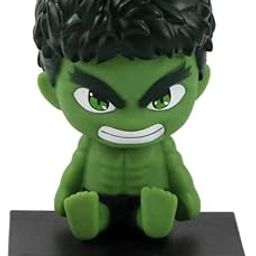 Unyks Star Super Hero Action Figure Limited Edition Bobblehead with Mobile Holder for Car Dashboard, Office Desk & Study Table - Hulk-image-17