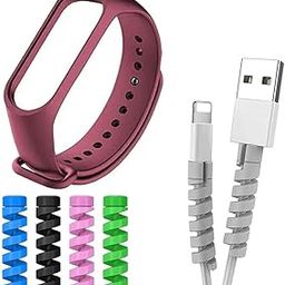 Estrenar Mi Band 3 Strap – Mi Band 4 Strap Original Soft Silicone Adjustable Replacement Wristband Straps for Xiaomi M3 & M4 Fitness Band with Spiral Cable Protector 4 Piece (Watch not Included)-5