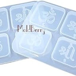 MoldBerry Rakhi Mould for Resin Art Multi Design Big & Small Shree Om in Square Shape Mold Combo for DIY Resin Casting Jewelry Necklace & Keychain Pendant Making Pack of 2-16