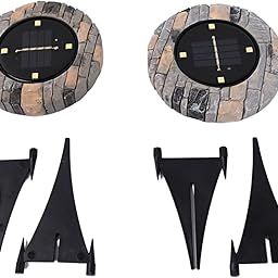Digi Collections Disk Lights Slate – Outdoor Solar Pathway Lights with 4 LED (2 Pc) – Durable & Weather-Resistant for Pathways & Gardens-image-2