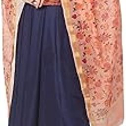 Women's Peach Chanderi Dupatta with Multicolour Floral Print-image-3