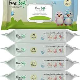Pure Soft Cleansing Baby Wipes, Enriched with Aloe Vera, Jojoba seed oil, Shea Butter & Vitamin E - 80 Counts/Pack | Essential Wet Wipes with Lid, Alcohol and Paraben free wipes for Babies/Kids (Pack Of 5)-image-59