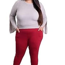 Cotton Spandex Slim fit Ankle Length Plus Size Pocket Leggings for Women & Girls-image-79