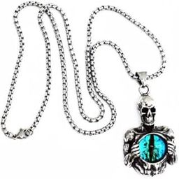 Pendant for Men skeleton Black Silver chain for men Boys boyfriend gents locket Necklace for men Boy girls Women Stainless Steel neck chain lockets mens chains fashion Long Stylish Birthday M93-image-80