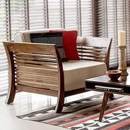 Sheesham Sofa Set for Living Room Wood Furniture | Office | Wooden Sofa Set 1+1 | Walnut Brown (1+1)-image-35
