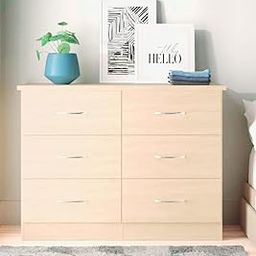 illfordd furniture Chest of Drawers Oak Finish with 6 Drawers for Storage-image-13