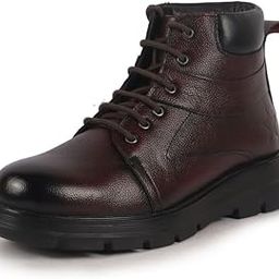 Men Genuine Leather Lace Up Ankle Boots | High Ankle Shoes | Featherlite Memory Cushion Boots | Casual and Work Wear-image-46