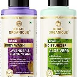 Khadi Organique Lavender & Ylang Ylang Body Wash & Aloe Vera Moisturizer Lotion Duo for Nourished and Glowing Skin Suitable For All Skin Types Men & Women- 420 ml-image-93