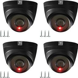 MX Dummy CCTV Camera/Dummy CCTV Dome Camera (Fake Camera No Audio/No Video) with Battery Operated Red Led Light is Ideal for Home, Office Dummy 2 (PACKOF4)-0