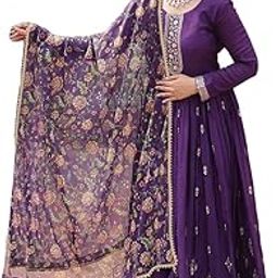 Women's Georgette Embroidered Work Anarkali Gown with Dupatta-image-95