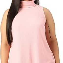Plus Size Women's 5085BCPink Solid Color Cotton Knitted Ribbed Top-image-72