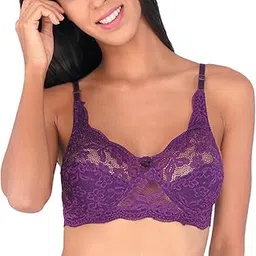 bralux Womens Bra Fancy Lace Bridal Non-Wired Non-Padded Bra for Plus Size - Angeleena-picture-2
